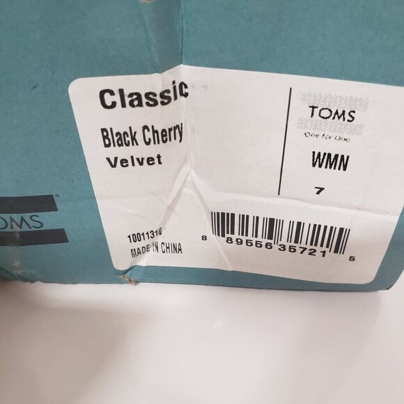 TOMS Black Cherry Velvet Women's Classics Slip-on Shoes - Size US 7 - Picture 8 of 8